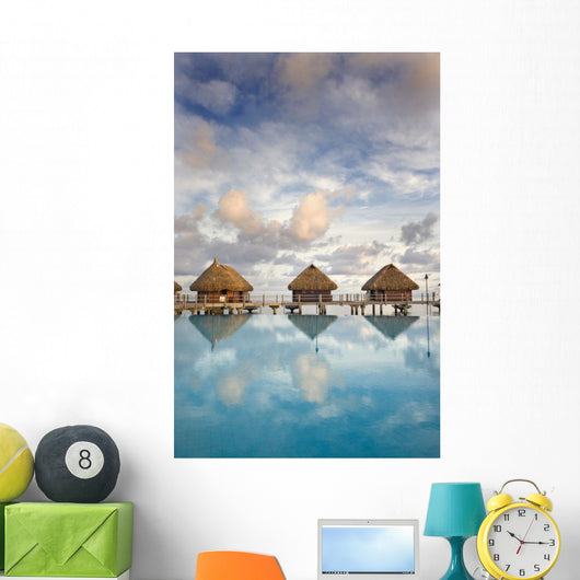 Bungalows Over Beautiful Turquoise Ocean Wall Mural
