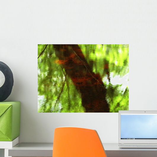 Green And Red Tree Reflections In Water Wall Mural