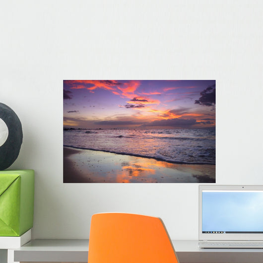 Hawaii, Maui, Wailea, Sunset At Mokapu Beach Wall Mural