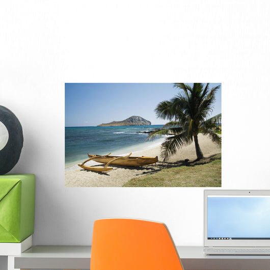 USA, Hawaii, Oahu, East Shore Rabbit Island and Koa Canoe Wall Mural