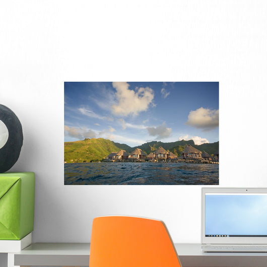 Bungalows Over Beautiful Turquoise Ocean Wall Mural