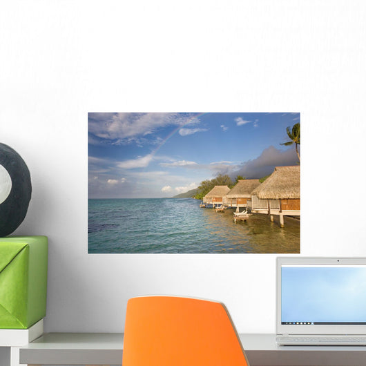 Bungalows Over Beautiful Turquoise Ocean Wall Mural