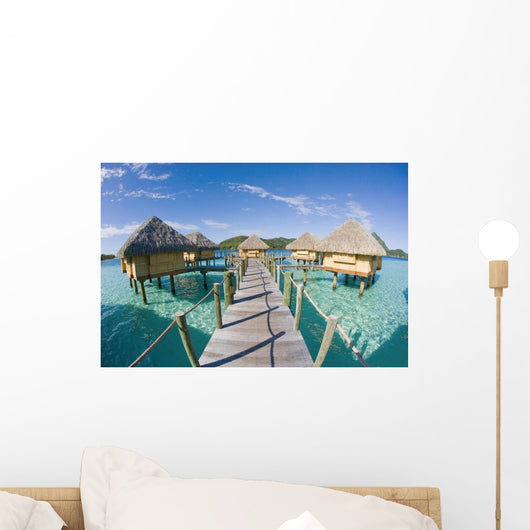 Bungalows Over Beautiful Turquoise Ocean Wall Mural