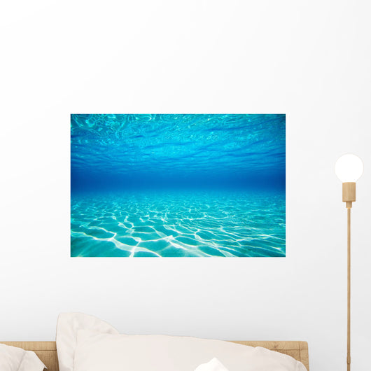 French Polynesia, Underwater Sandy Bottom And Surface Reflection Wall Mural