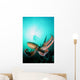 Giant Pacific Octopus With Diver Viewing Down Wall Mural