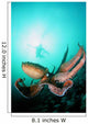 Giant Pacific Octopus With Diver Viewing Down Wall Mural