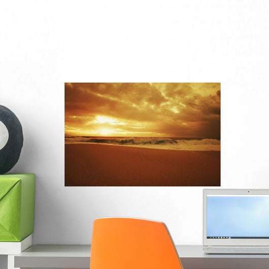 Hawaii, Oahu, North Shore, Beautiful Sunset Over The Ocean Wall Mural