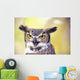 Close up of face of Great Horned Owl Wall Mural