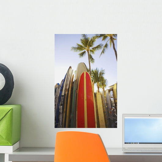 Close up view of colorful surfboards Wall Mural