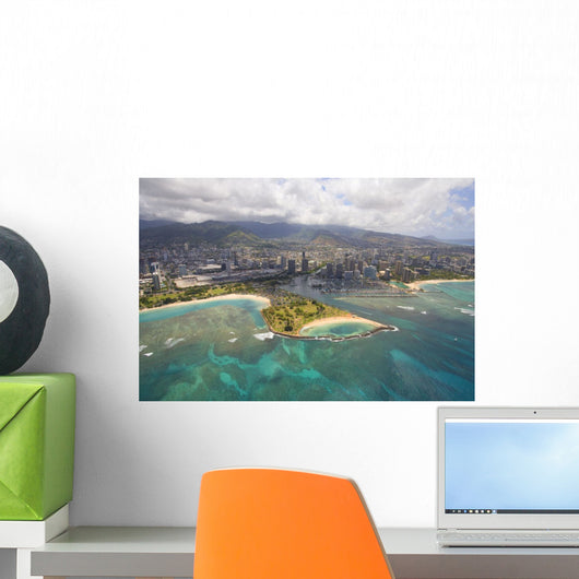 USA, Hawaii, Oahu, Ala Wai Yacht Basin and Ala Moana Beach Park Wall Mural