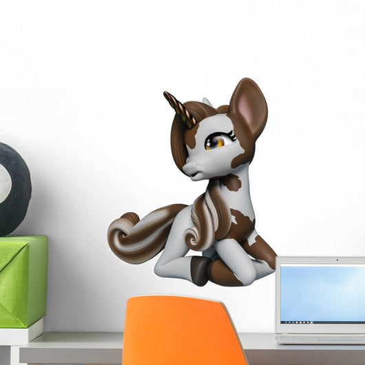 Lovely Pinto Unicorn Cartoon Wall Decal
