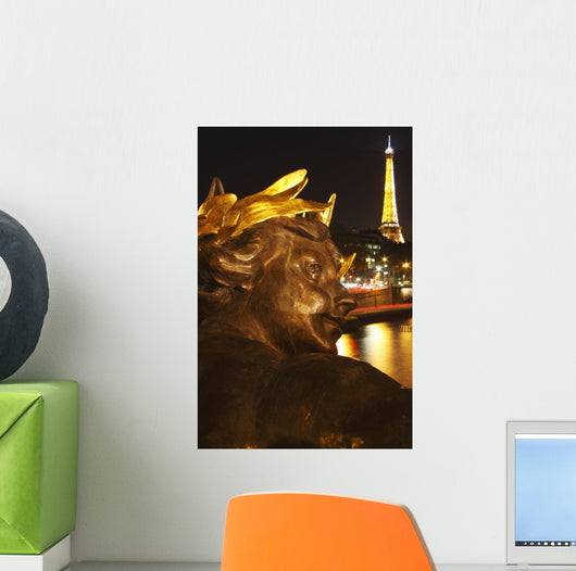 Night Lights Of Eiffel Tower And River Seine Wall Mural