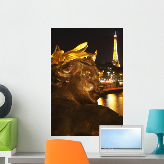 Night Lights Of Eiffel Tower And River Seine Wall Mural