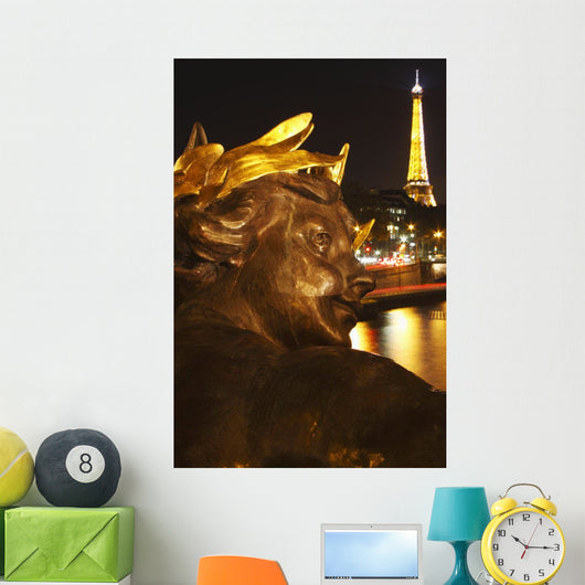 Night Lights Of Eiffel Tower And River Seine Wall Mural