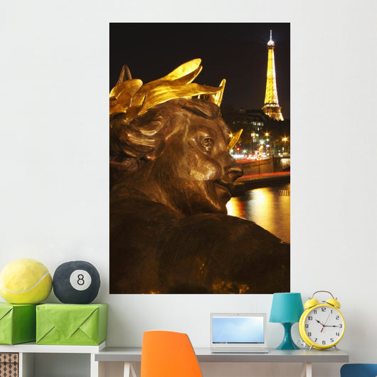 Night Lights Of Eiffel Tower And River Seine Wall Mural