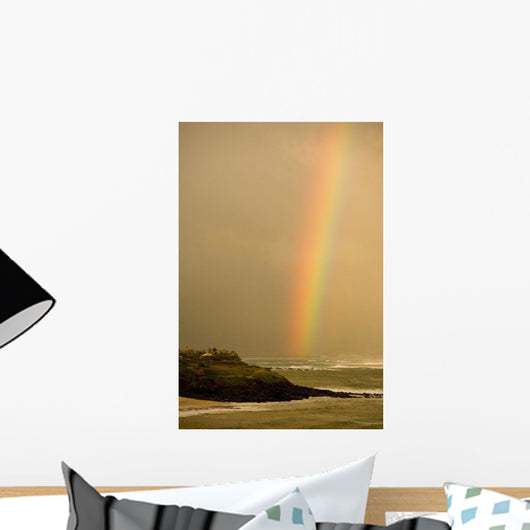 Hawaii, Maui, Rainbow over Maui's north coast Wall Mural