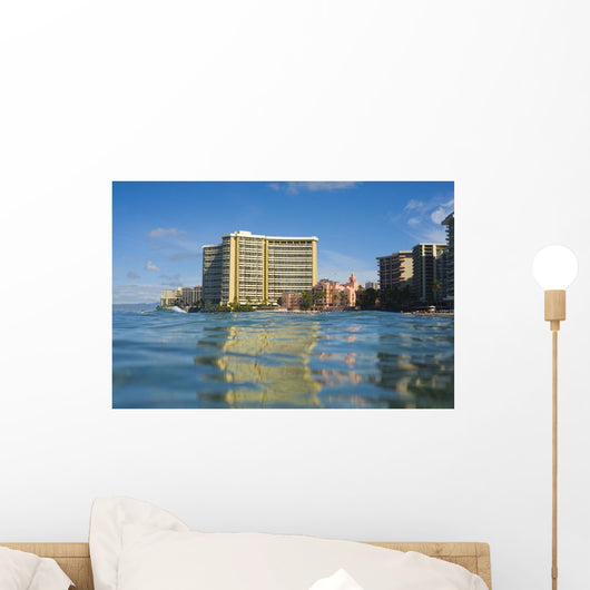 Sheraton Waikiki And Royal Hawaiian Hotel seen from Pacific ocean Wall Mural