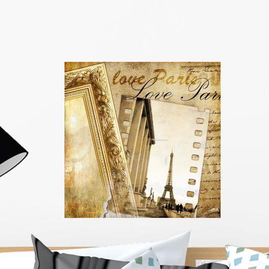 parisian vintage photoalbum Wall Mural