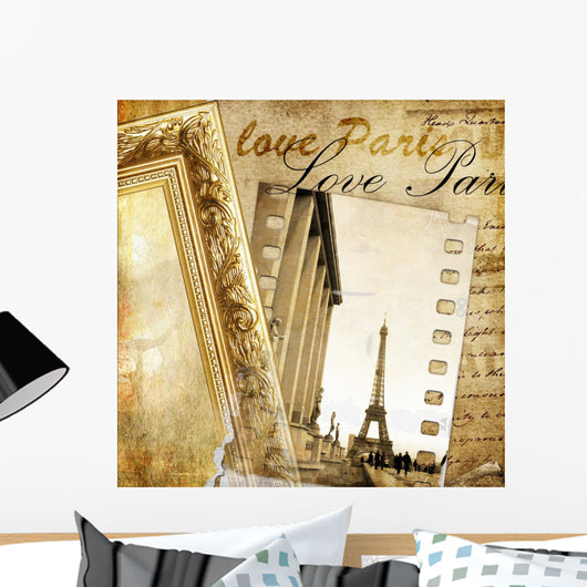 parisian vintage photoalbum Wall Mural