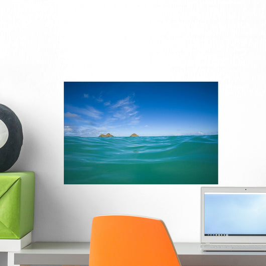 USA, Hawaii, Oahu, Pacific ocean with Mokulua island in background Wall Mural
