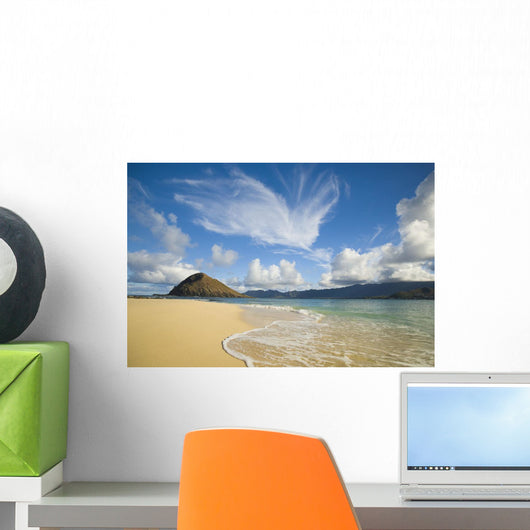 Hawaii, Oahu, View From Beach On Mokulua Islands Towards Waimanalo Wall Mural