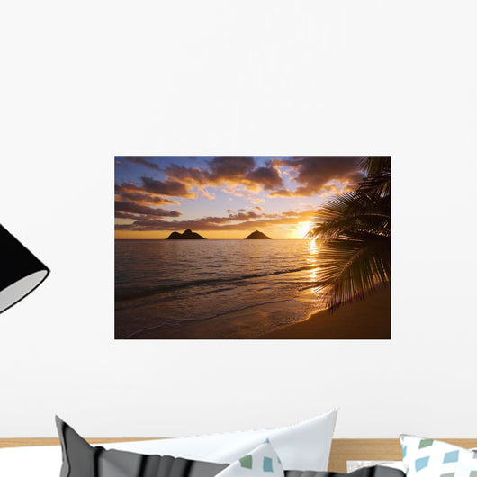 Lanikai Beach with Mokulua island in background at sunrise Wall Mural