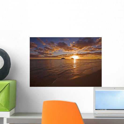 Lanikai Beach with Mokulua island in background at sunrise Wall Mural