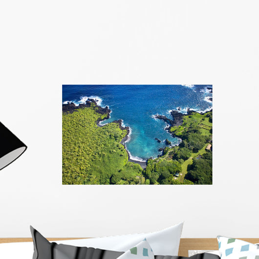 USA, Hawaii, Aerial View of Waianapanapa State Park Wall Mural