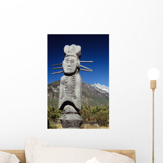 Naxi Ceremonial totems near Lijiang Wall Mural
