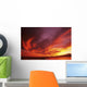 Sunset Over Seascape, Brightly Colored Clouds Illuminated Over Ocean Wall Mural