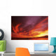 Sunset Over Seascape, Brightly Colored Clouds Illuminated Over Ocean Wall Mural
