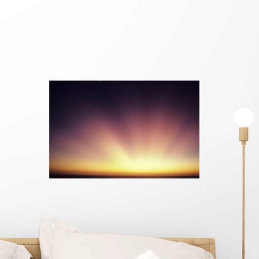 Colorful Sunset, Beautiful Light Rays Bursting From Horizon Wall Mural