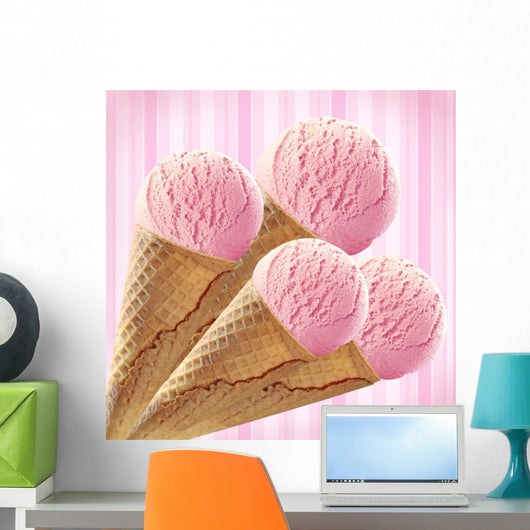 collage of pink ice cream Wall Mural