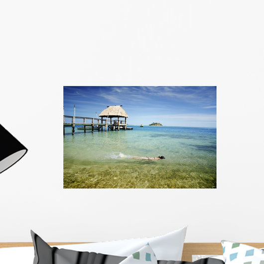 Fiji, Mamanuca Islands, Wadigi Island in distance Wall Mural
