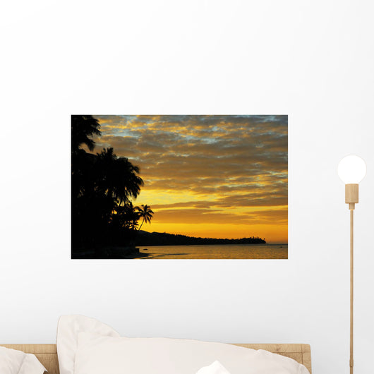Silhouette Of Palm Trees Along The Ocean Wall Mural