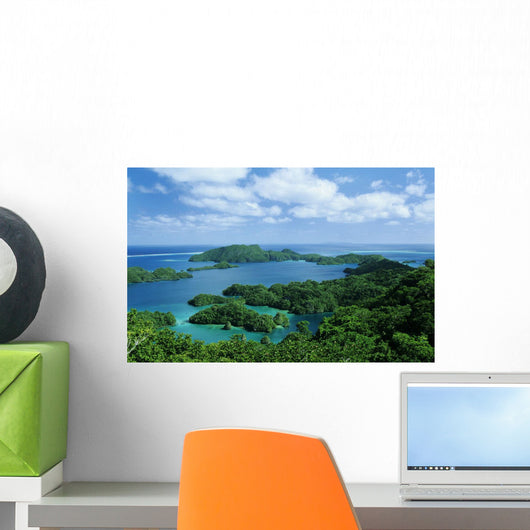 Fiji, Landscape overlooking bay among islands Wall Mural