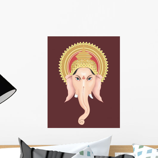 Illustration of Lord Ganesh With His Crown Wall Mural