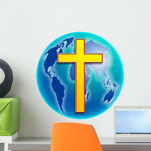 cross globe Wall Decal
