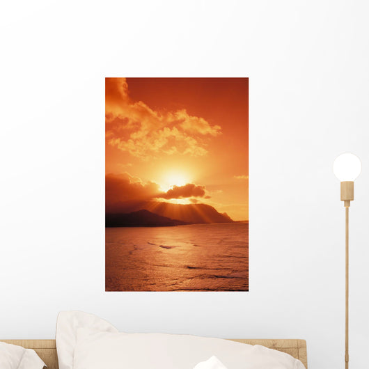 Hawaii, Kauai, North Shore, Sunset Over Bali Hai Point Wall Mural