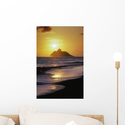 Hawaii, Oahu, Kailua, Lanikai Beach, Sunrise Over Mokulua Island Wall Mural