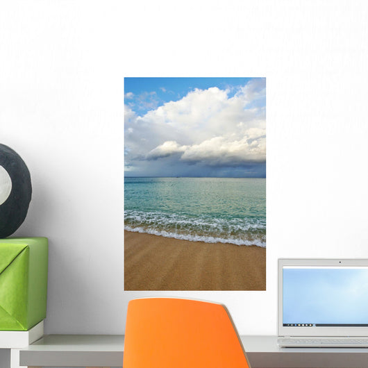 Hawaii, Oahu, Lanikai, Ocean And Clouds Over A Sandy Beach Wall Mural