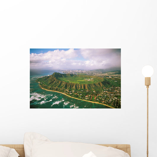Kahala Homes Foreground And Waikiki Hotels Background Wall Mural