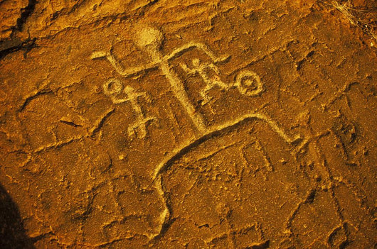 Hawaii, Big Island, South Kohala Petroglyph Man On Red Rock Puako Wall Mural
