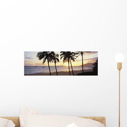 boats anchored offshore Wall Mural