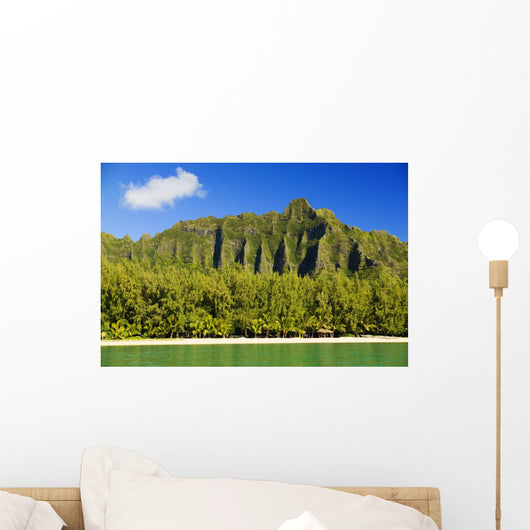 Hawaii, Oahu, Kualoa Mountainas, View From Ocean Wall Mural