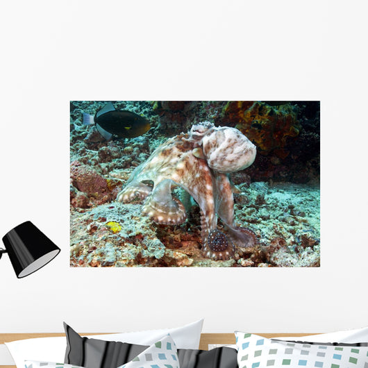 Malaysia, Octopus Cyanea Diguising Itself As A Part Of The Coral Reef Wall Mural