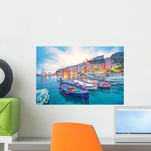 Mystic Landscape Harbor with Boats Wall Decal