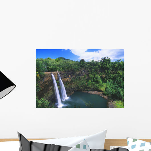 80 Foot High Waterfall Cascading Into Deep Pool Wall Mural
