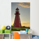 Red Lighthouse At Sunset Wall Mural
