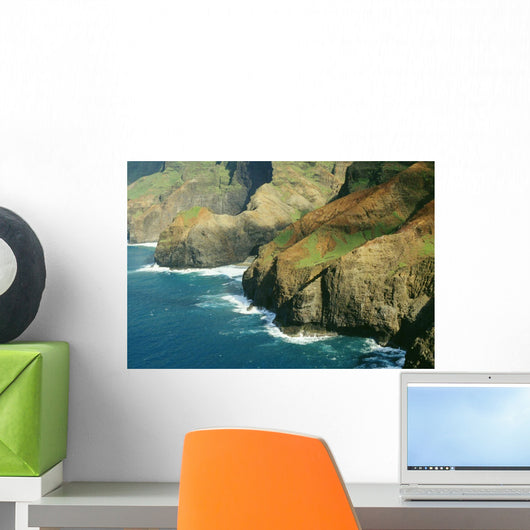 Hawaii, Kauai, Aerial View Of North Shore, Cliffs And Coastline Wall Mural